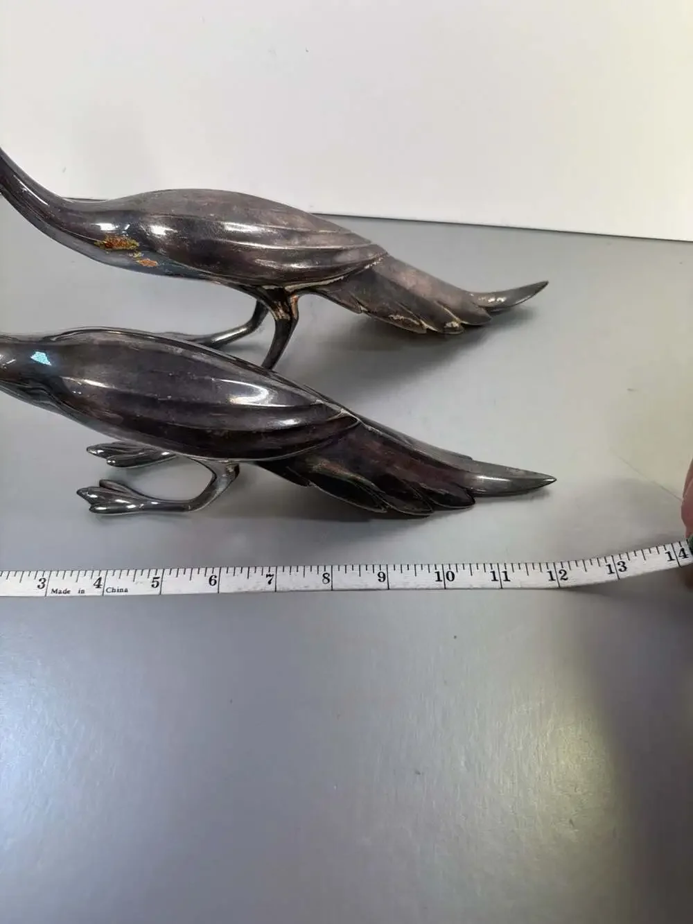 2‎ VTG WEIDLICH MCm HOLLYWOOD REGENCY LARGE SILVERPLATE BIRDS MFG 2257 USA